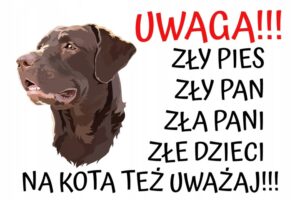 TABLICZKA OSTRZEGAWCZA (UWAGA ZŁY PIES) - Labrador