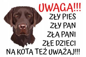 TABLICZKA OSTRZEGAWCZA (UWAGA ZŁY PIES) -Labrador