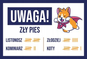 TABLICZKA OSTRZEGAWCZA (UWAGA ZŁY PIES) - SuperHero
